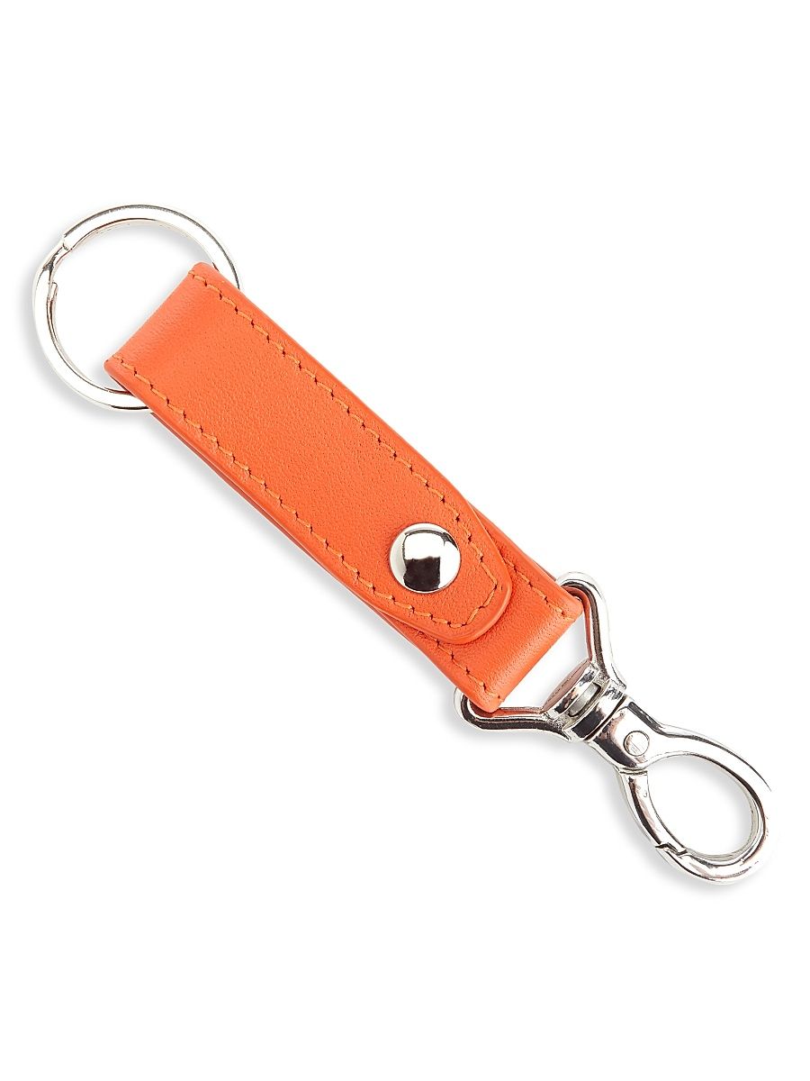 Contemporary Leather Valet Key Chain - Orange
