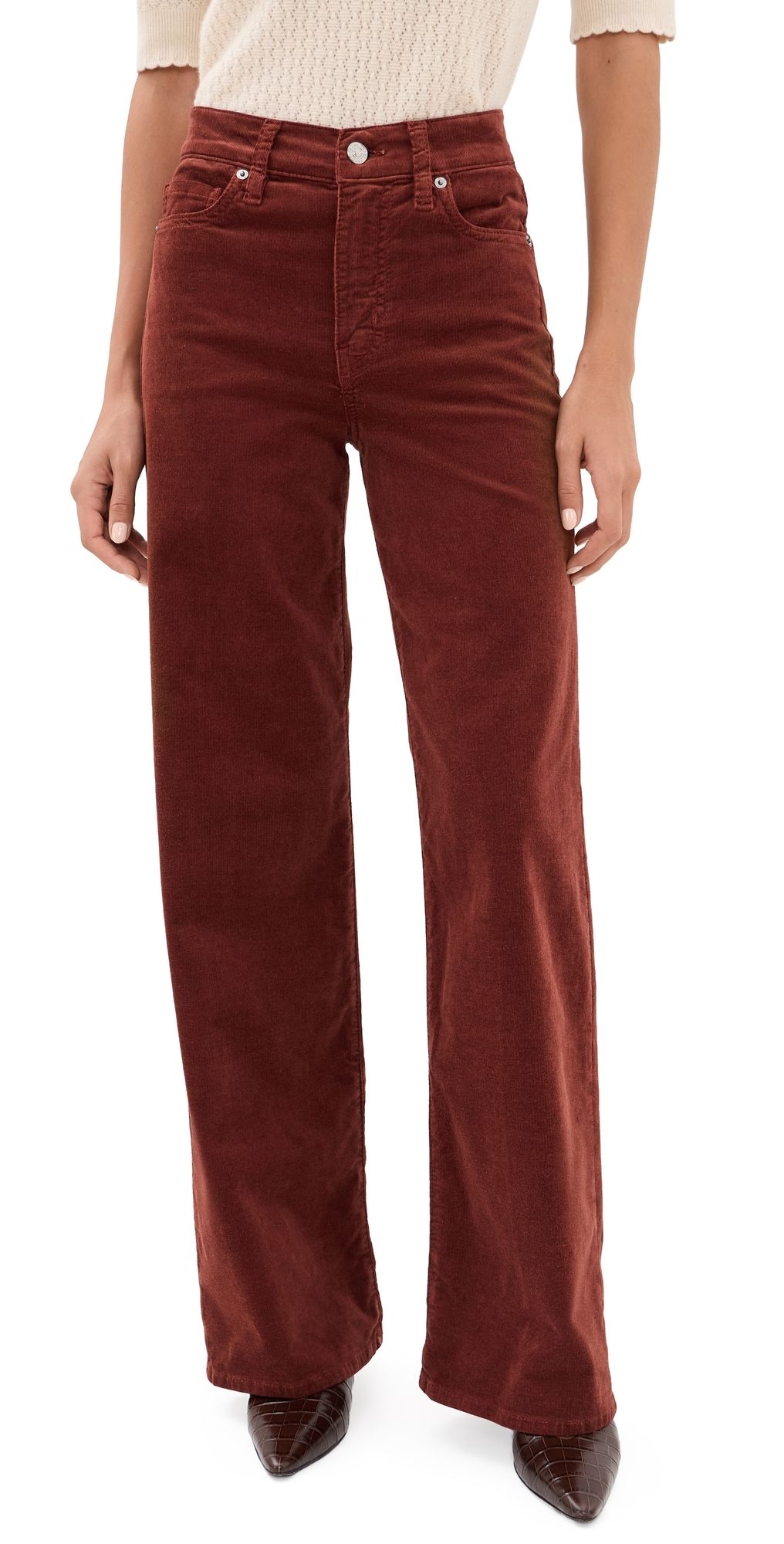 FRAME Le Slim Palazzo Corduroy Pants Wine 26