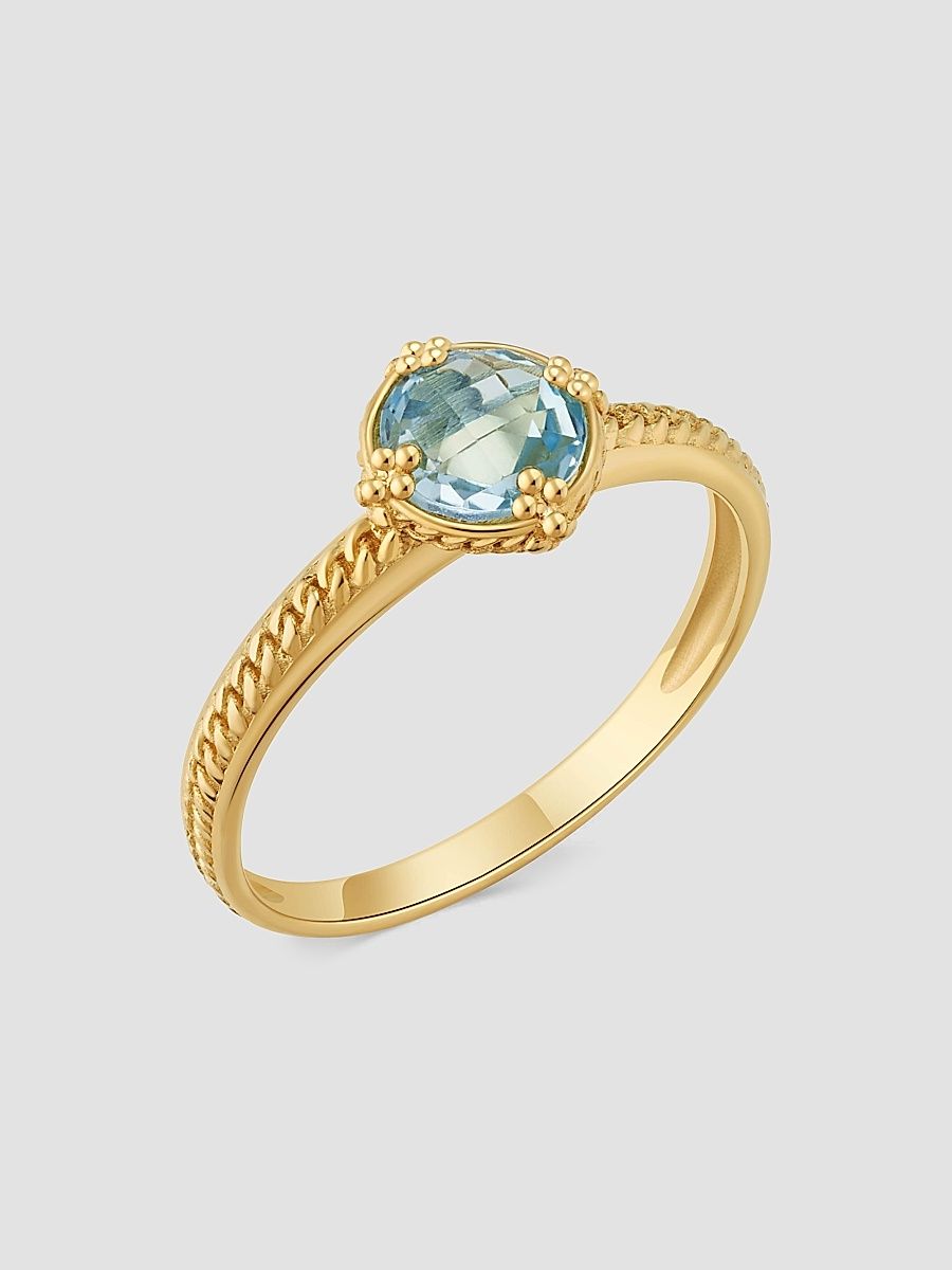 Women's Blue Topaz Antica Ring in 14K Yellow Gold - Gold Blue Topaz - Size 9