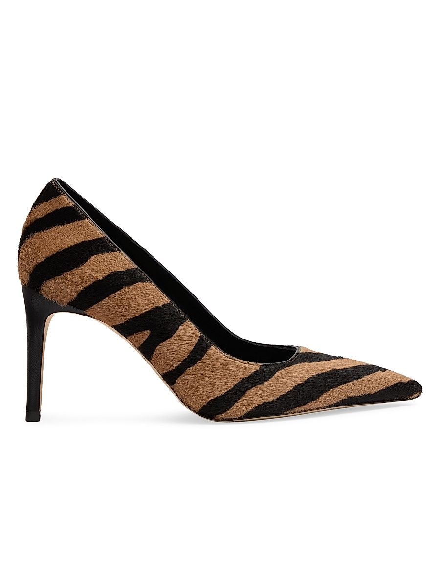Women's Power 85MM Zebra-Print Calf Hair Pumps - New Camel Shadow - Size 10