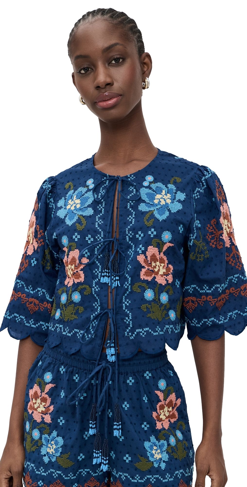 FARM Rio Stitched Garden Blouse Stitched Garden Dark Blue L