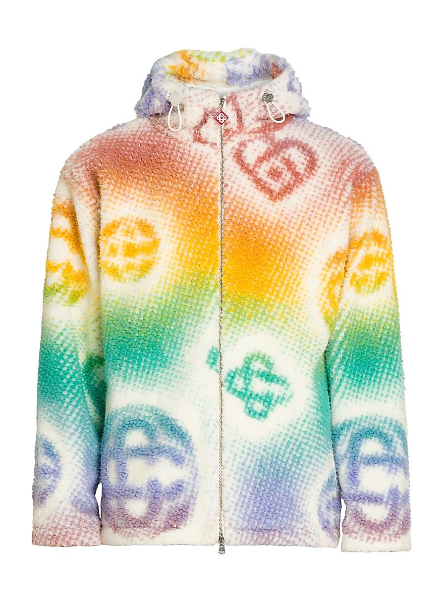 Men's Halftone Monogram Fleece Hooded Jacket - Halftone Monogram - Size XXL