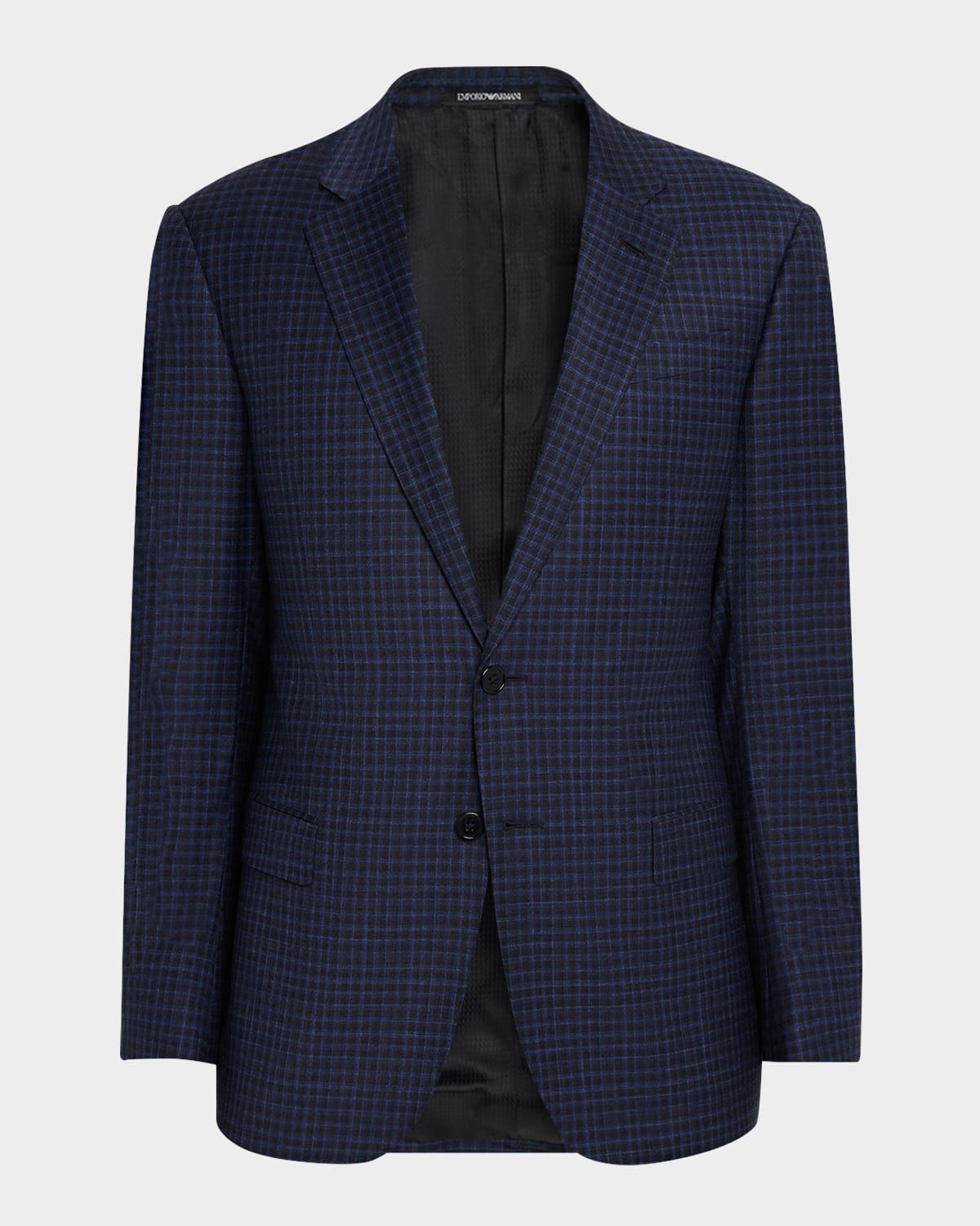 Men & apos;s Wool Stretch Plaid G Line Sport Coat