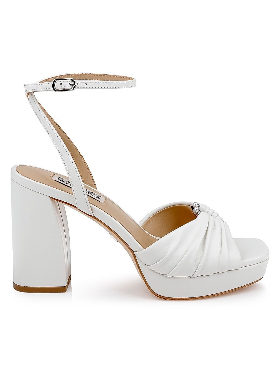 Women's Veda 85MM Pleated Leather Sandals - White Leather - Size 9.5