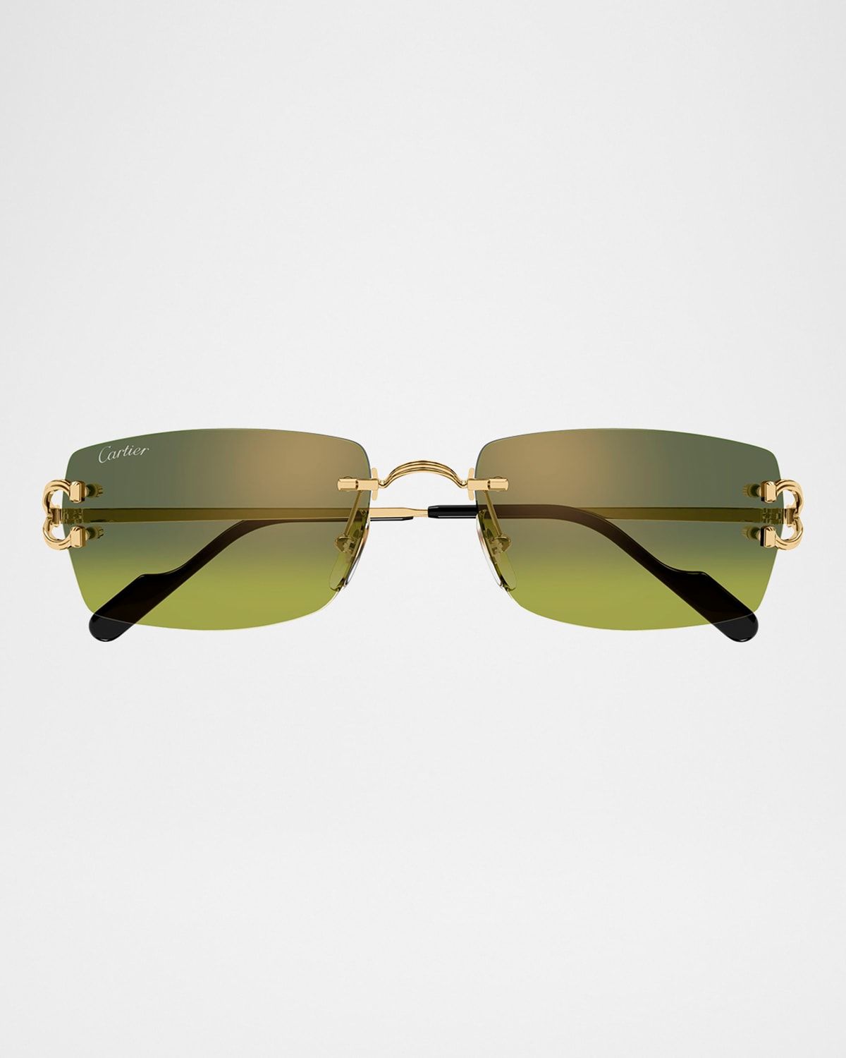 Men & apos;s Rimless Metal C-Hinge Rectangle Sunglasses