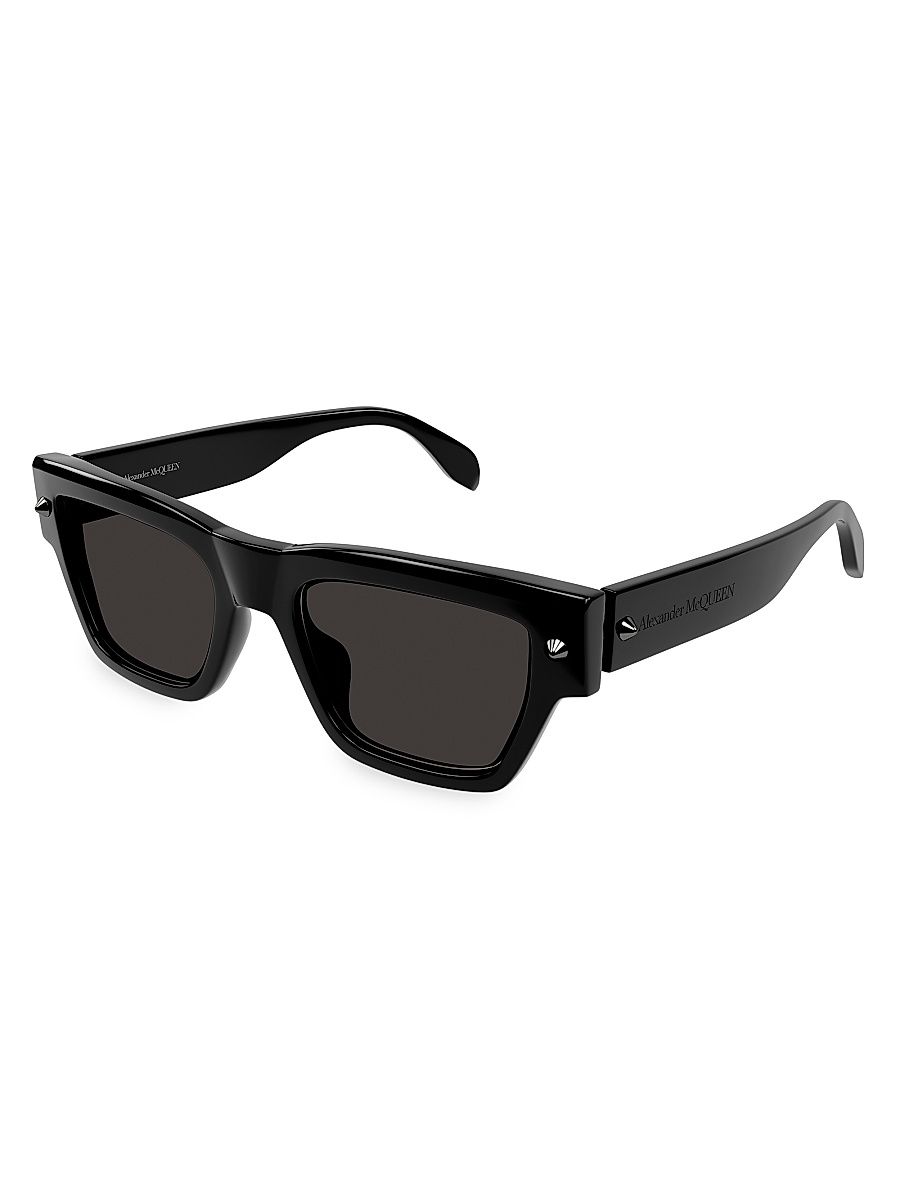 Men's Spike Studs 53MM Square Acetate Sunglasses - Black