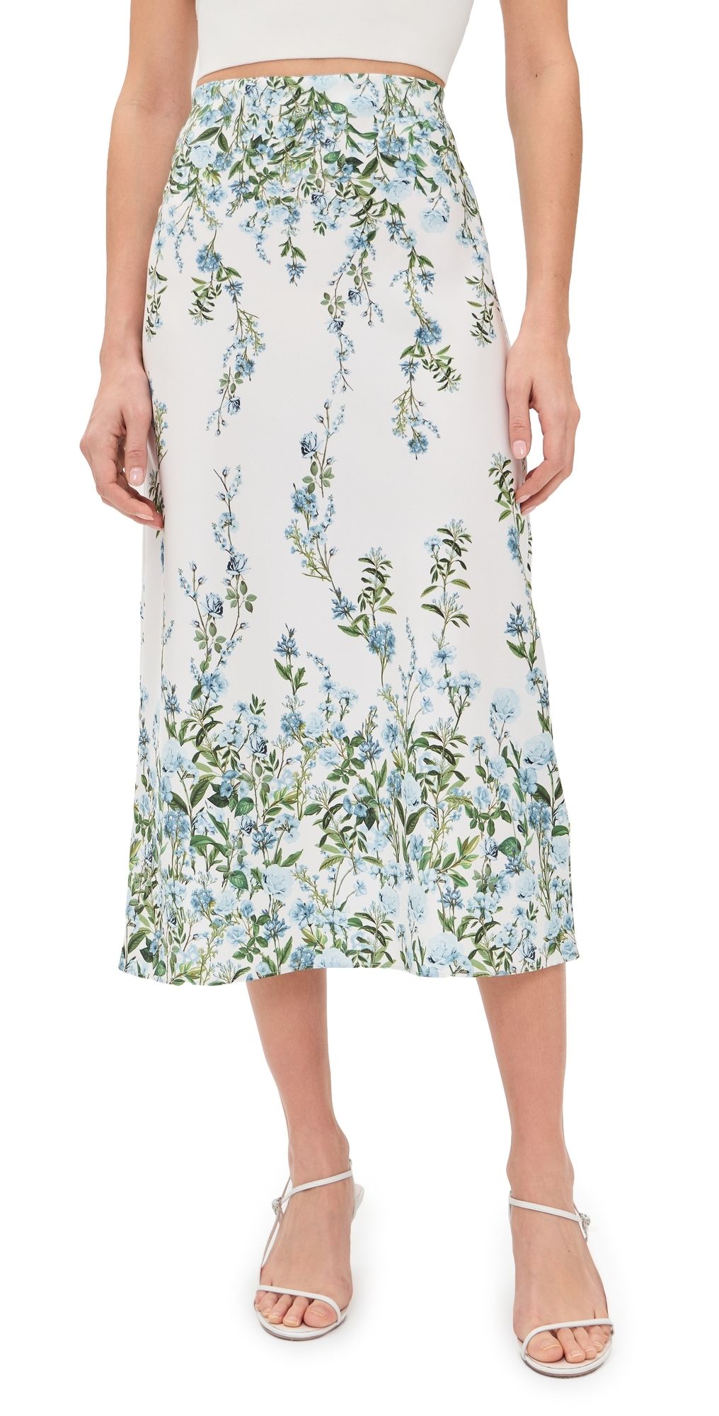 ALICE + OLIVIA Maeve Midi Slip Skirt FRESH AIR CAROLINA BLUE 10