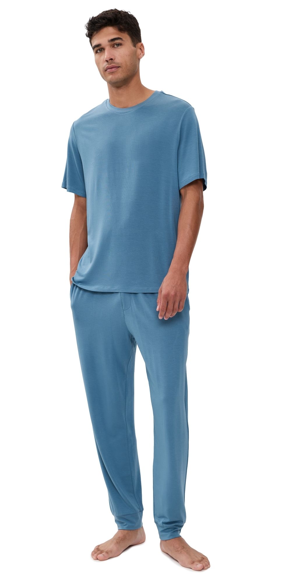 Eberjey Henry Modal Short Sleeve and Pants Pajama Set Slate Blue XL