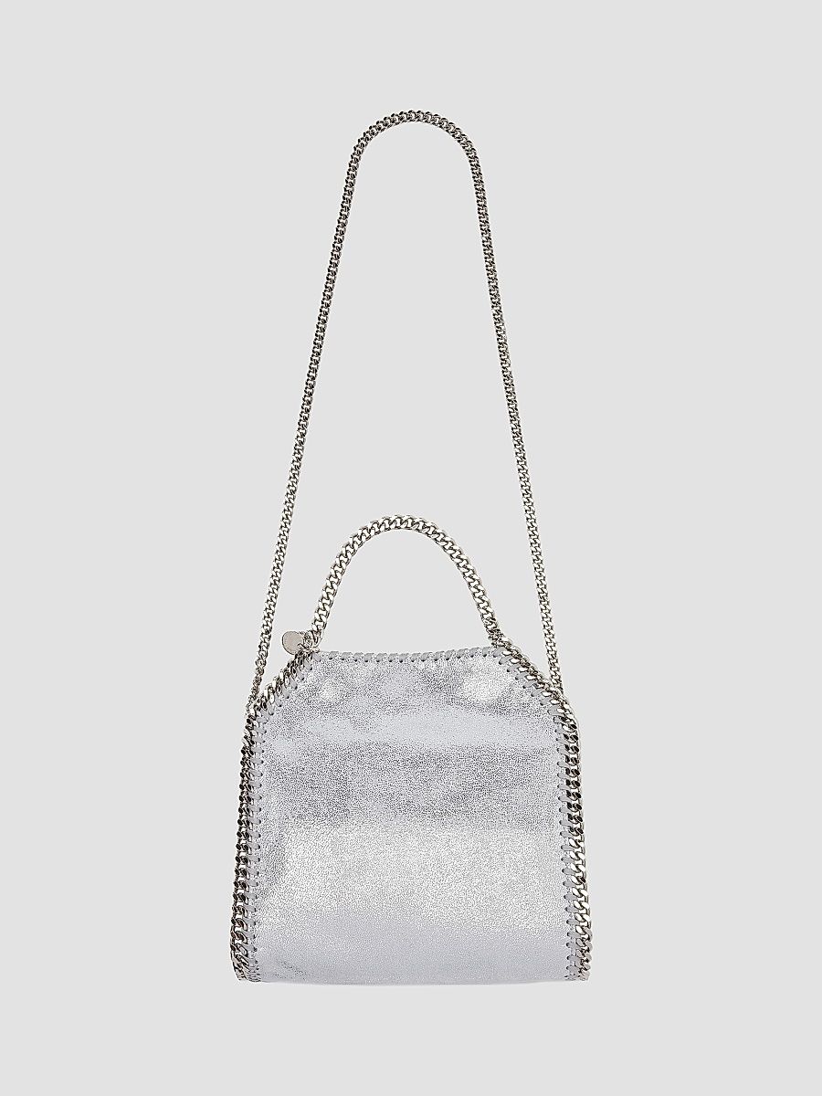 Stella McCartney Women's Mini Falabella Eco Shiny Dotted Chamois​ Tote Bag - Silver