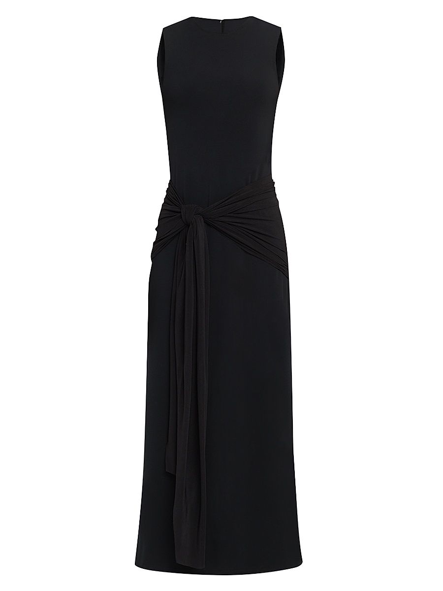 Women's Rory Jersey Tie-Front Midi-Dress - Black - Size Medium