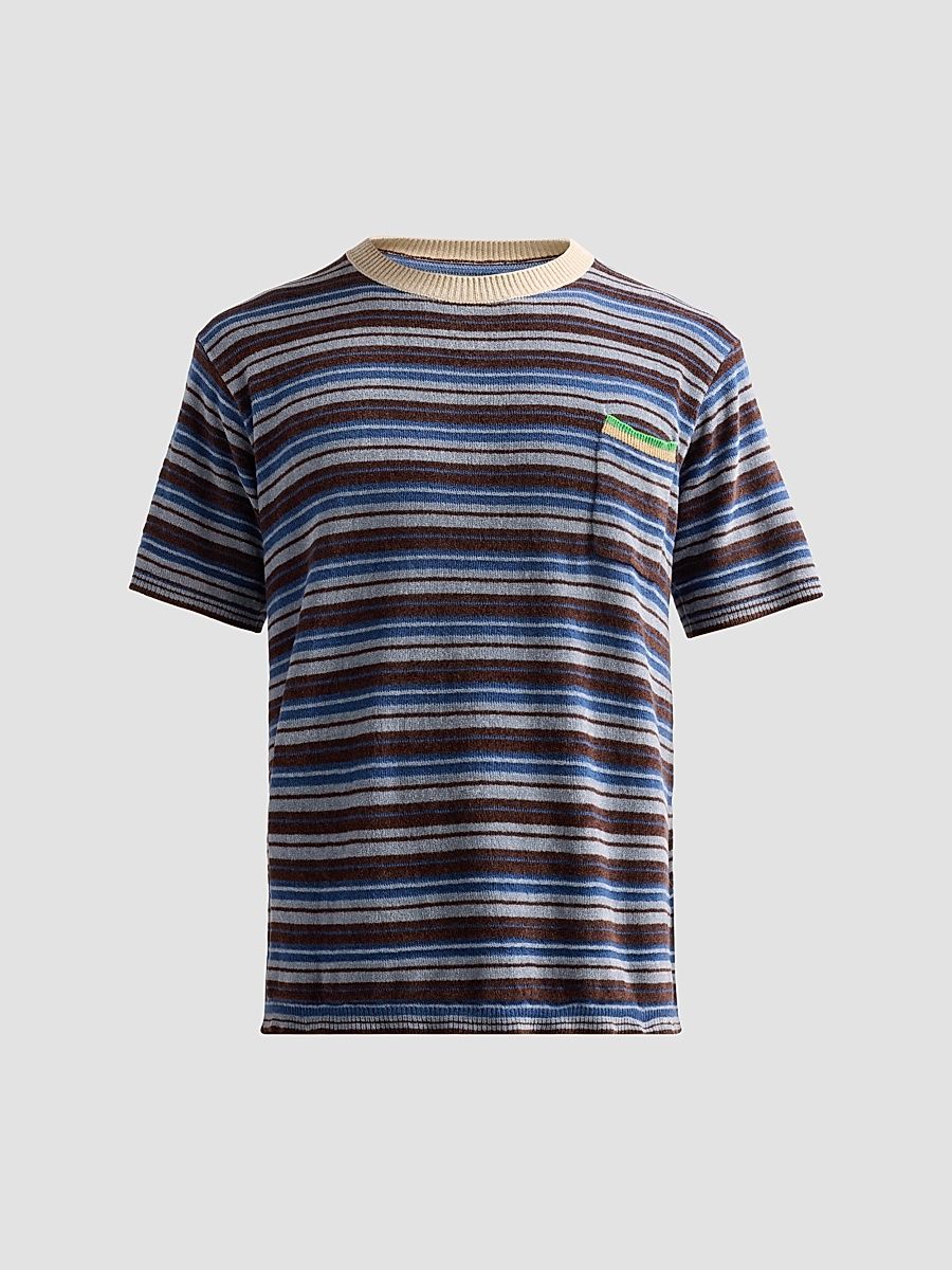 Men's Striped Knit Crewneck T-Shirt - Multicolour - Size Large