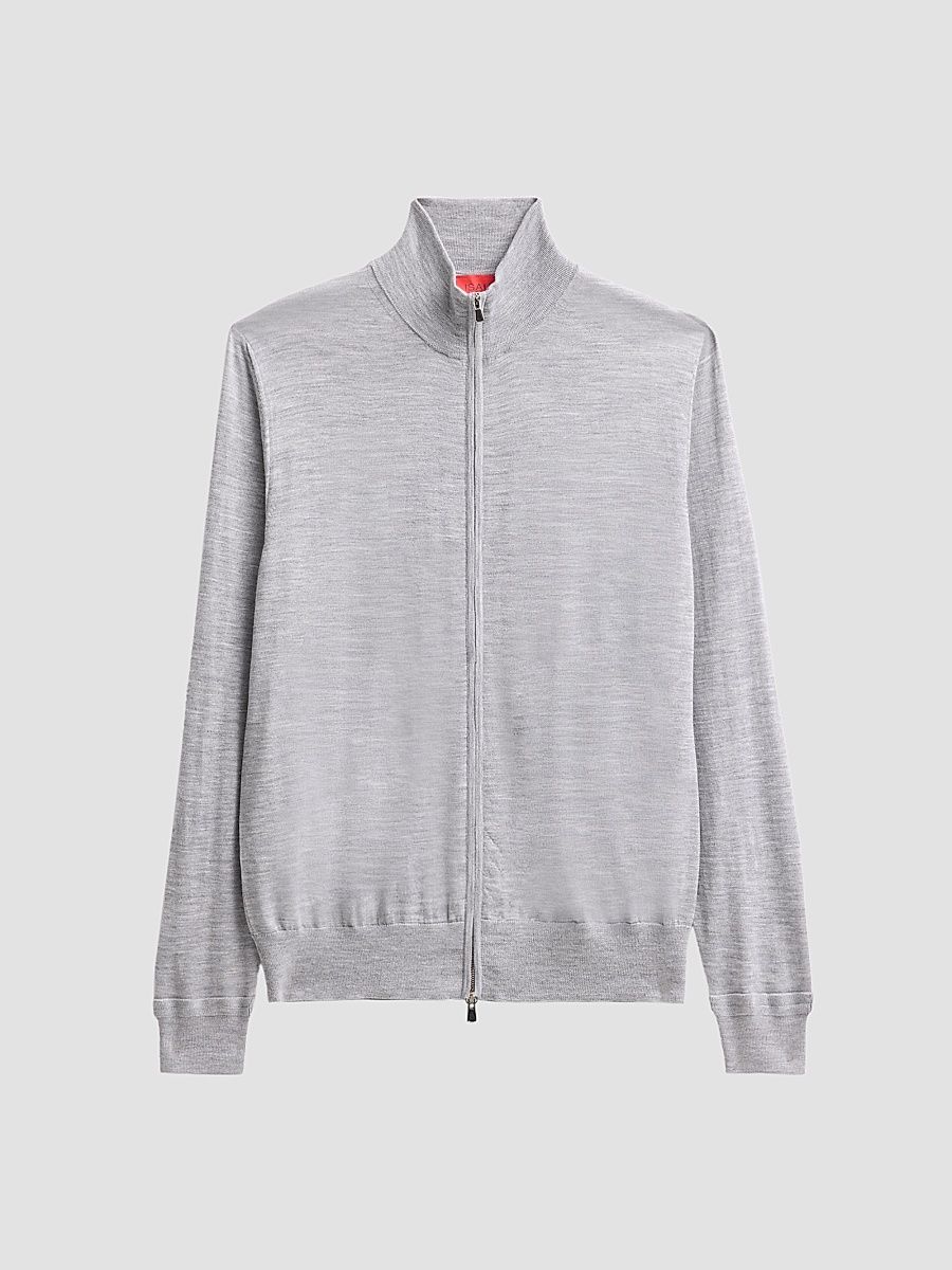 Men's Filo Corallo Wool Full-Zip Jacket - Light Grey - Size Small