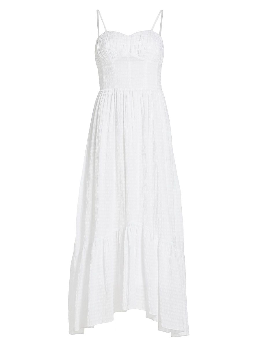 Women's Laylah Midi-Dress - Ivory Textured Cotton - Size 6