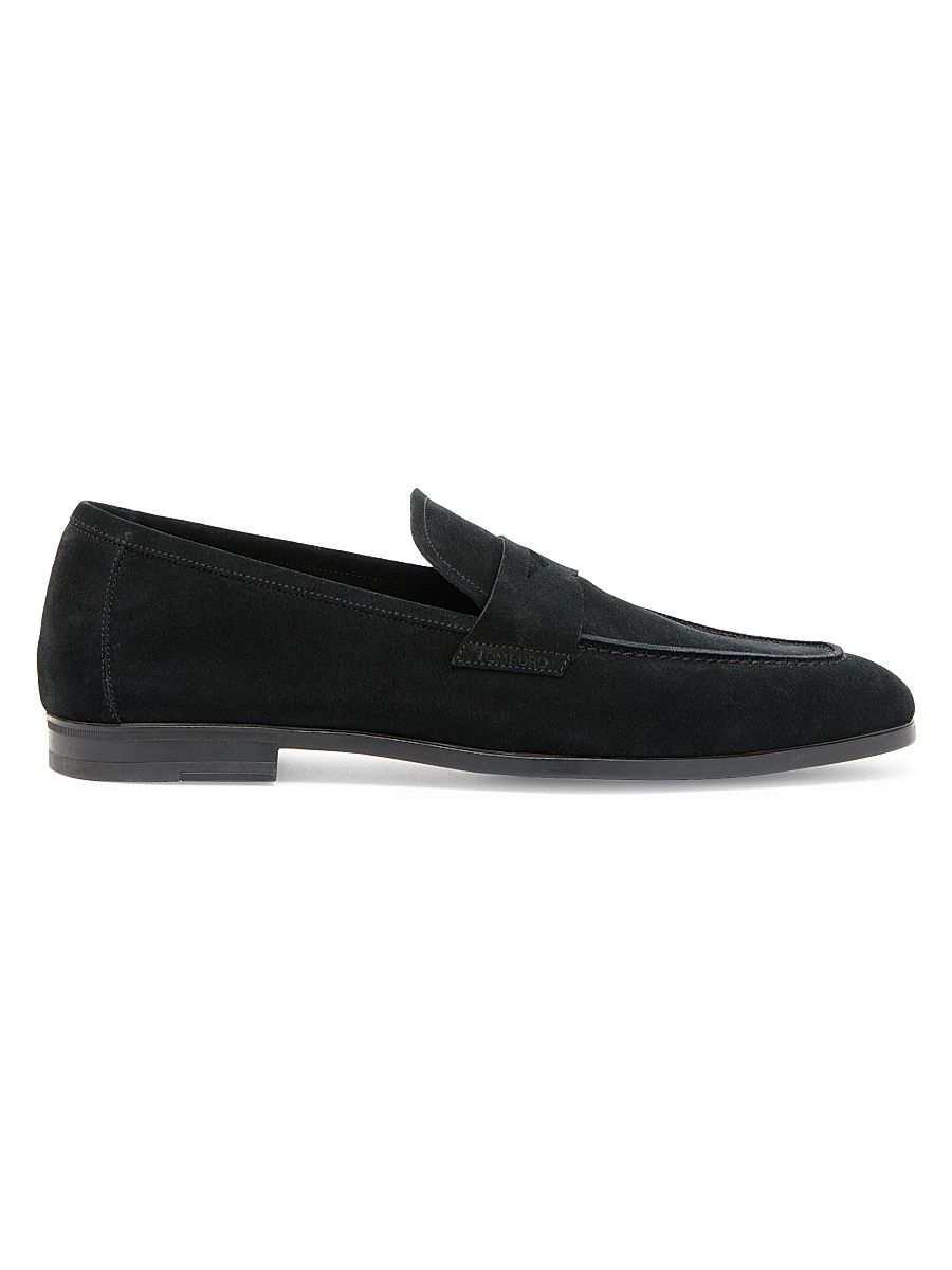 Men's Sean Suede Penny Loafers - Black - Size 9