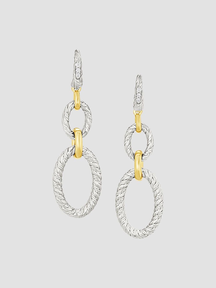 Jan Leslie Women's Sterling Silver & 18K Yellow Gold Oval-Link Chain Earrings - Silver