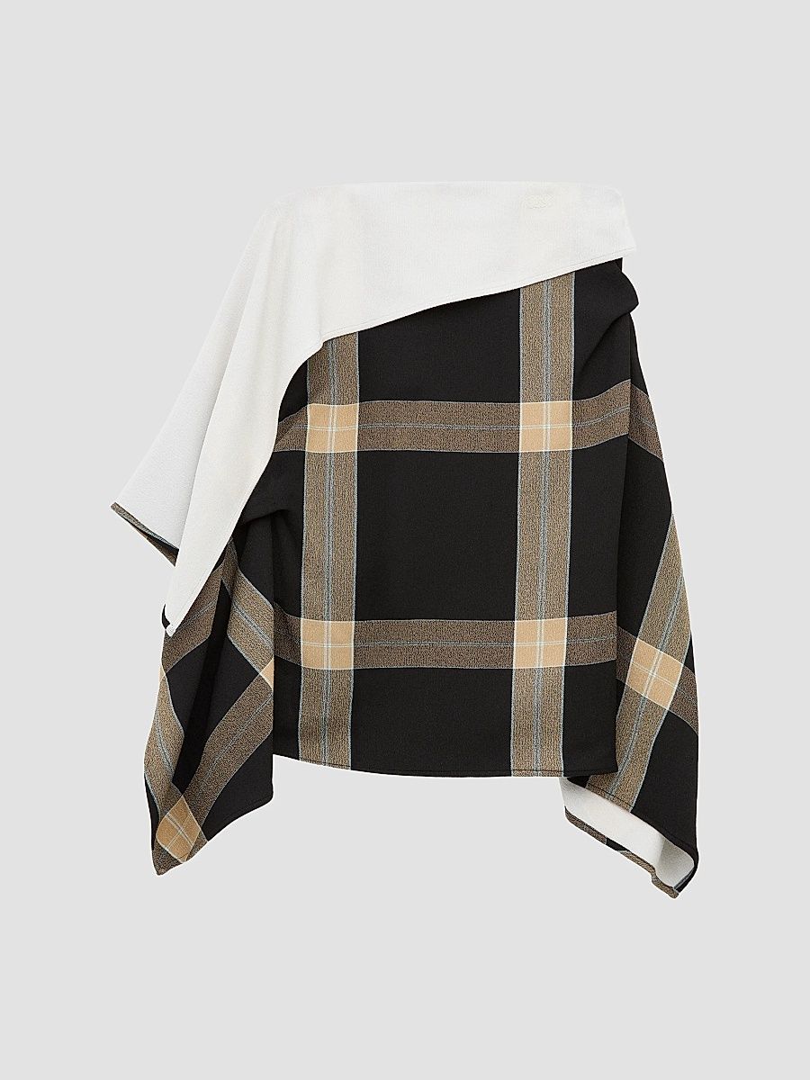 LOEWE Women's Plaid Asymmetric Knee-Length Skirt - Black Beige - Size 10
