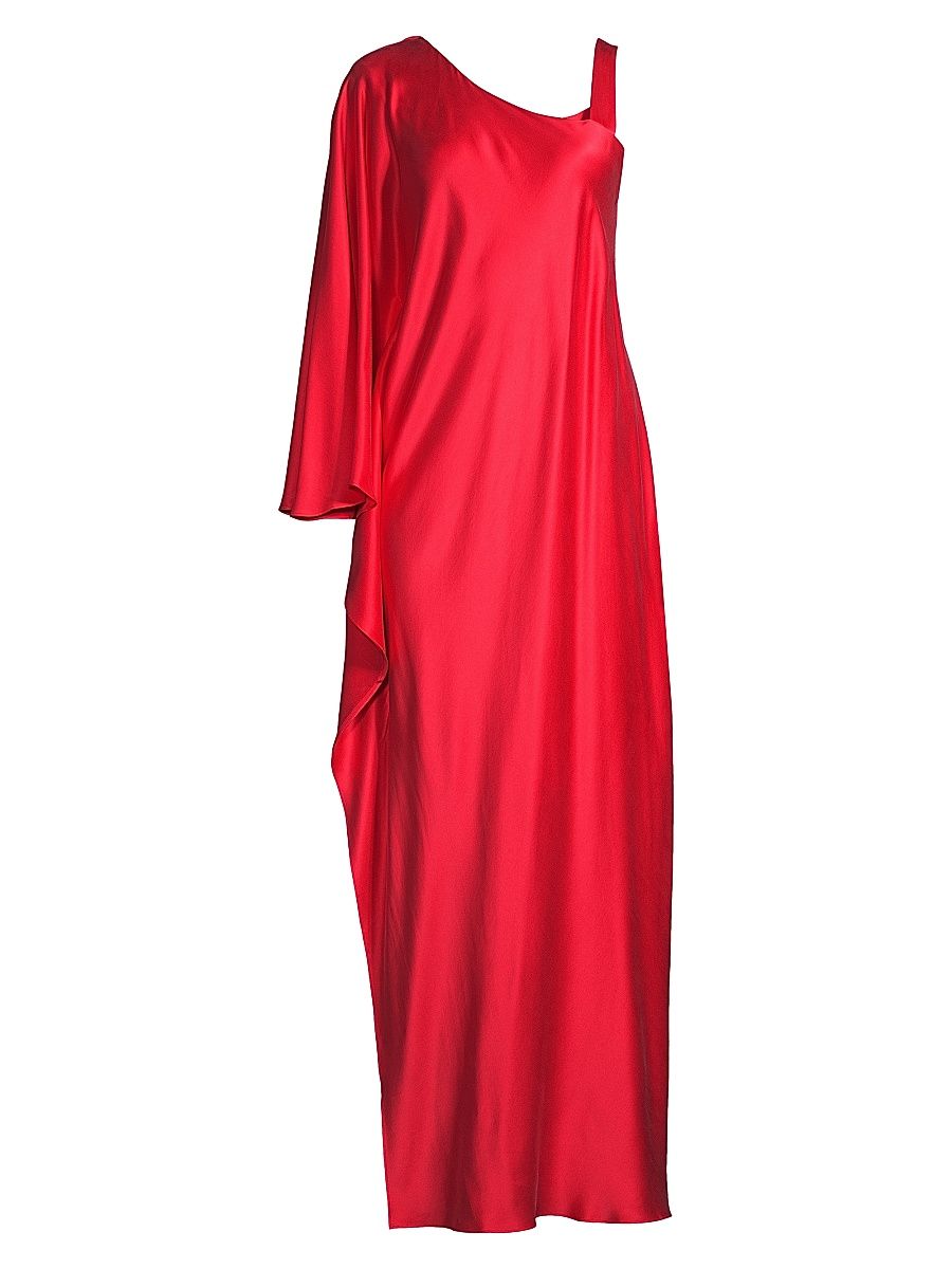 Women's Grace One-Shoulder Silk Gown - Poppy - Size 6