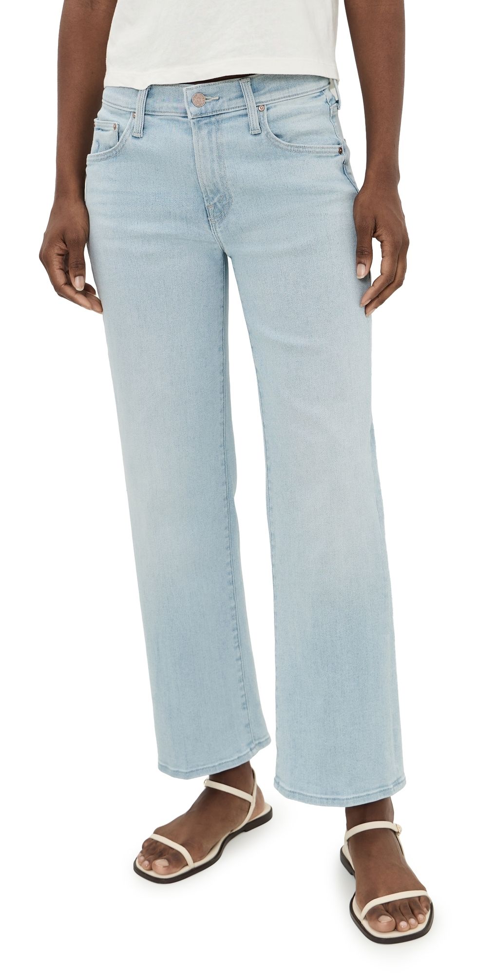 MOTHER The Mid Rise Rambler Zip Ankle Jeans Pretty Please 33