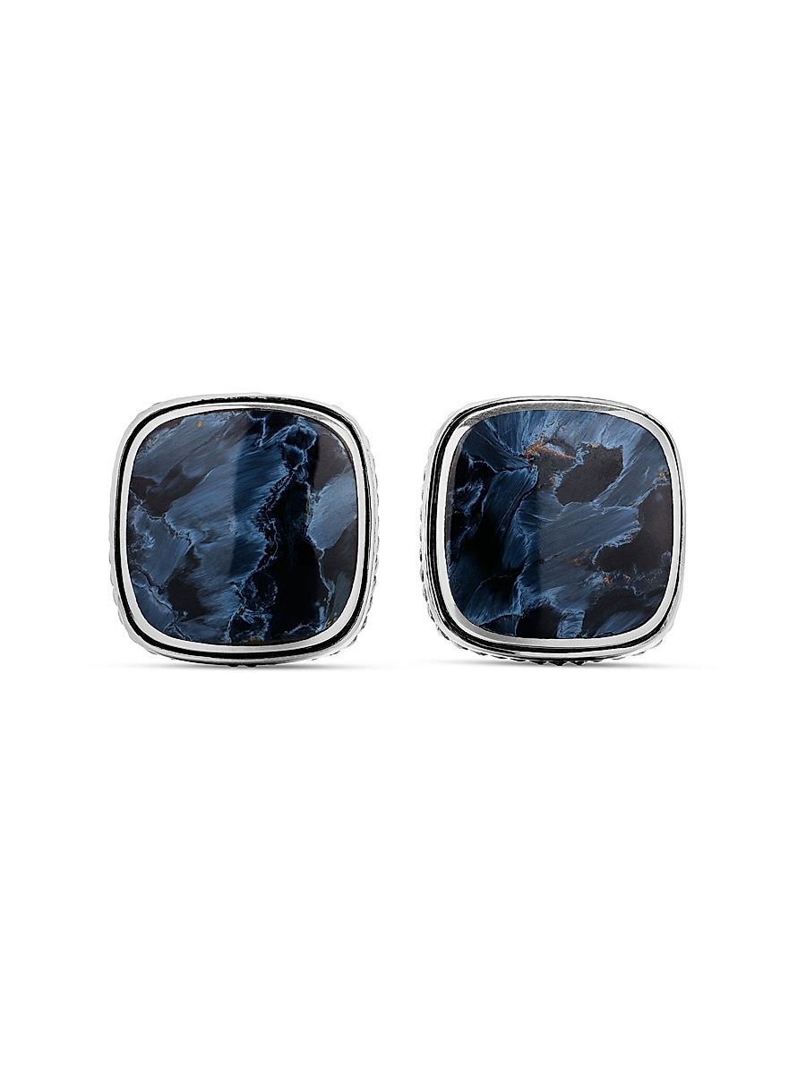 Men's Streamline Inlay Cufflinks in Sterling Silver - Pietersite