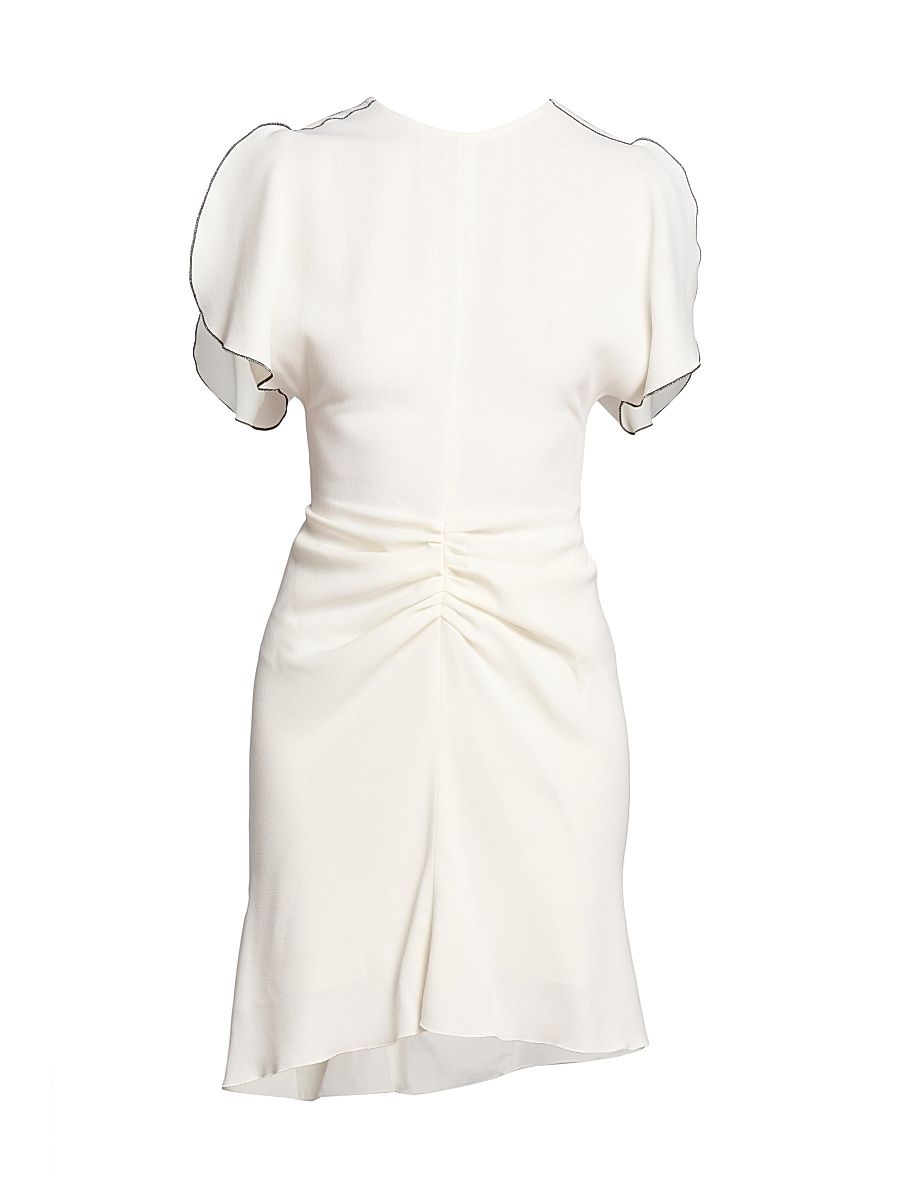 Women's Satin Gathered Waist Minidress - Ivory - Size 2