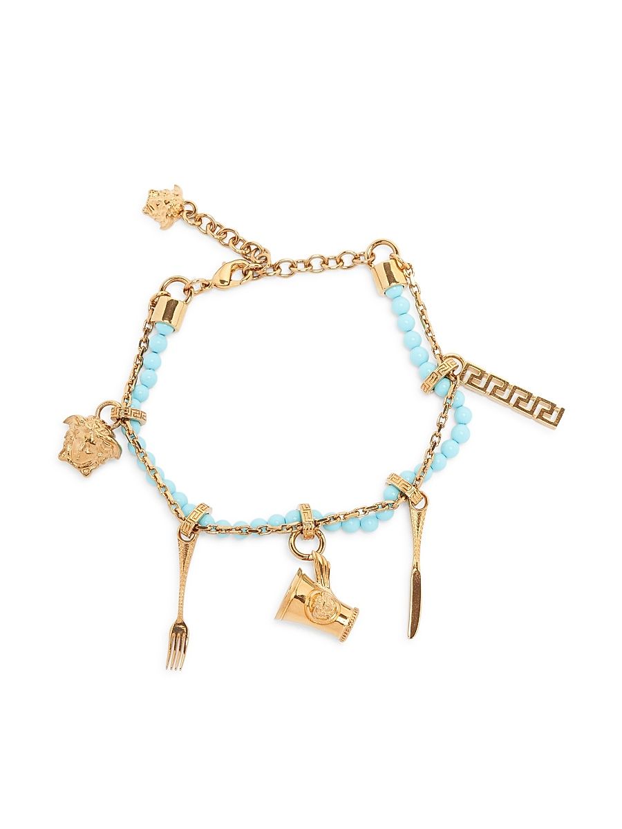 Men's Goldtone & Enamel Charm Bracelet - Versace Gold Turquoise
