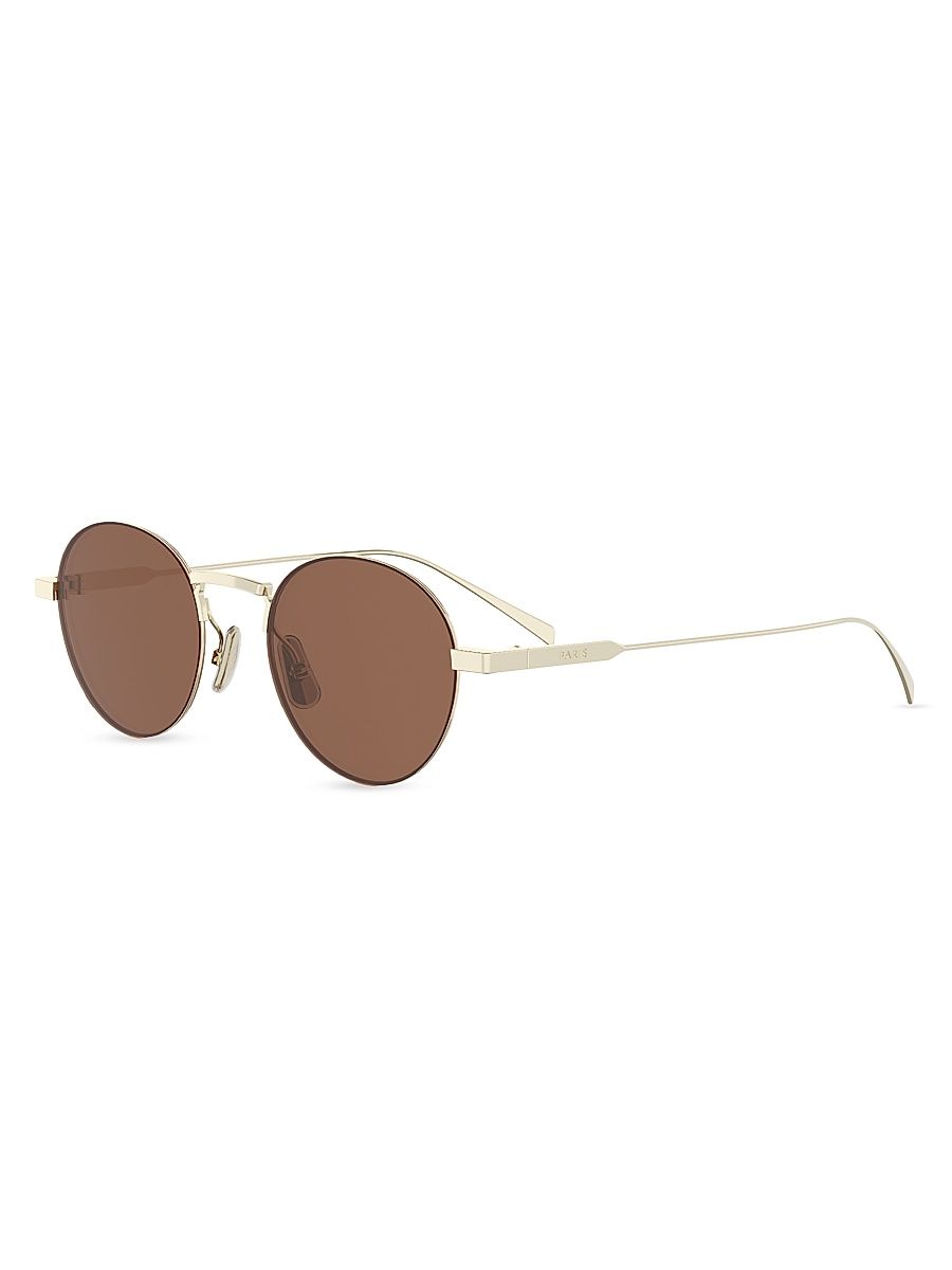 Men's 49MM Round Sunglasses - Gold Brown