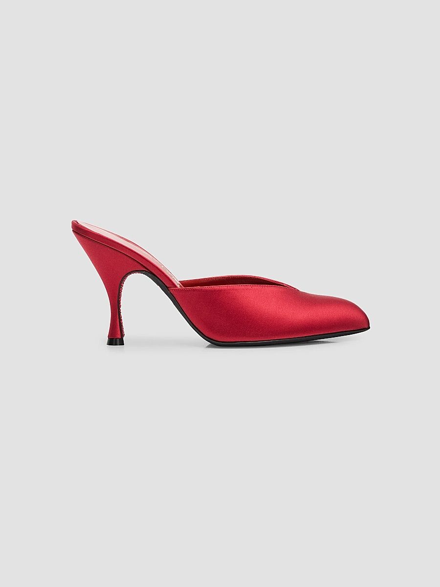 Women's Sitting Pretty 95MM Satin Mules - Satin Beth Red - Size 11.5