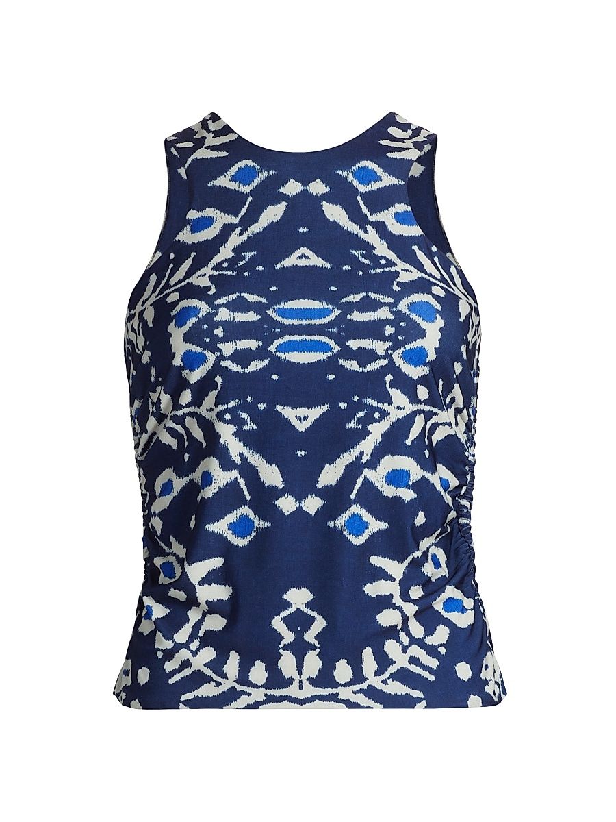 Women's Ensenada Berni Printed Sleeveless Top - Marine - Size Small