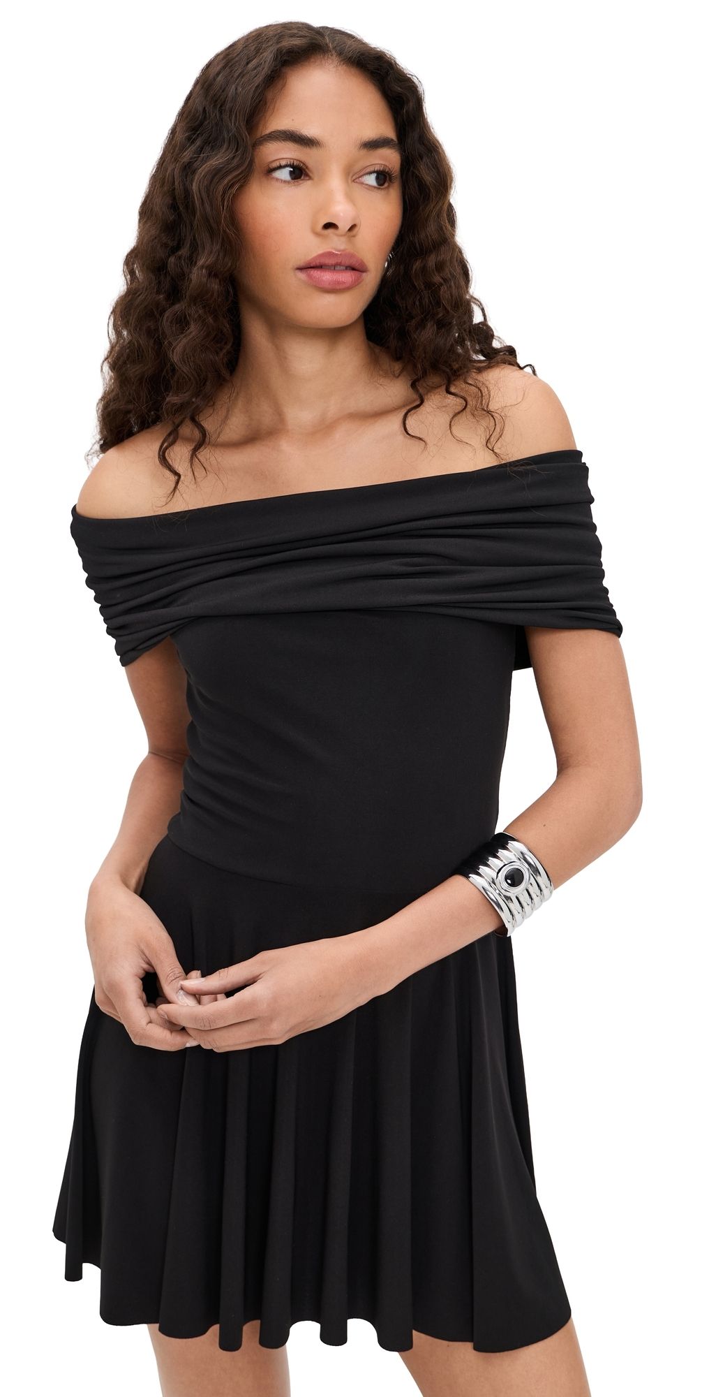 Norma Kamali Flared Pickleball Dress Black XS