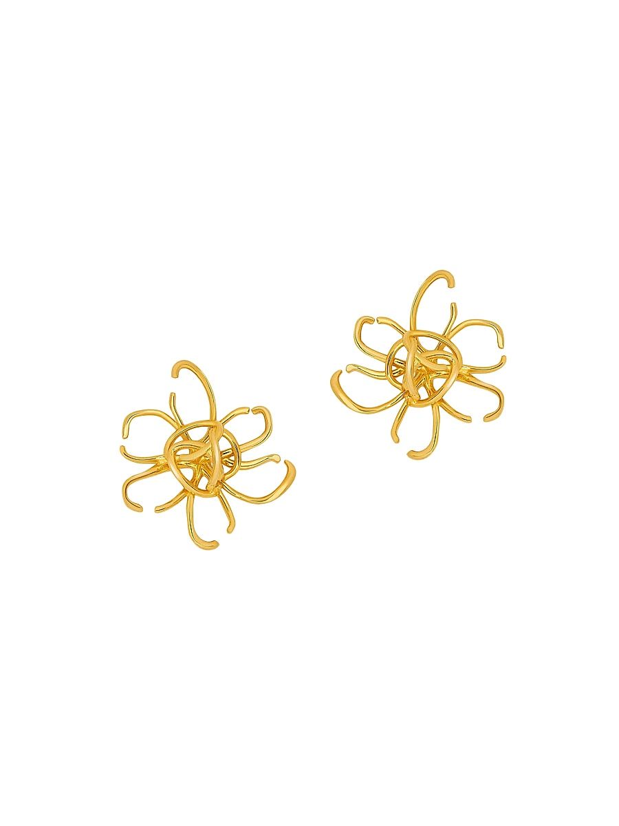 Women's O Wire Flower 24K-Gold-Plated Brass Stud Earrings - Gold