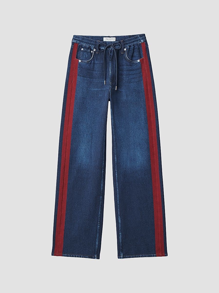 Women's rb Miramar Cotton Terry Drawcord Track Pants - Nolita Track Stripe - Size Large