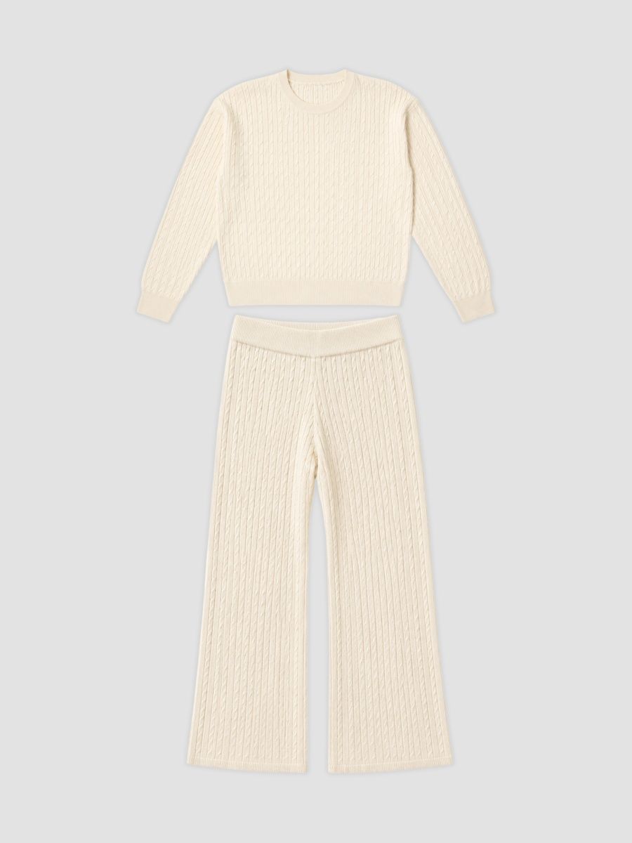 KatieJ NYC Girl's Girl's Jasmine 2-Piece Knit Sweatshirt & Pants Set - Cream - Size 14
