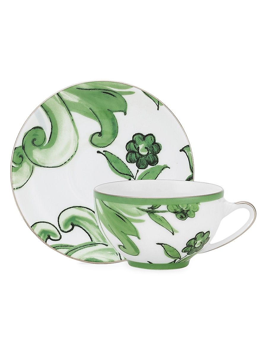 Verde Maiolica Cup & Saucer Set - Green