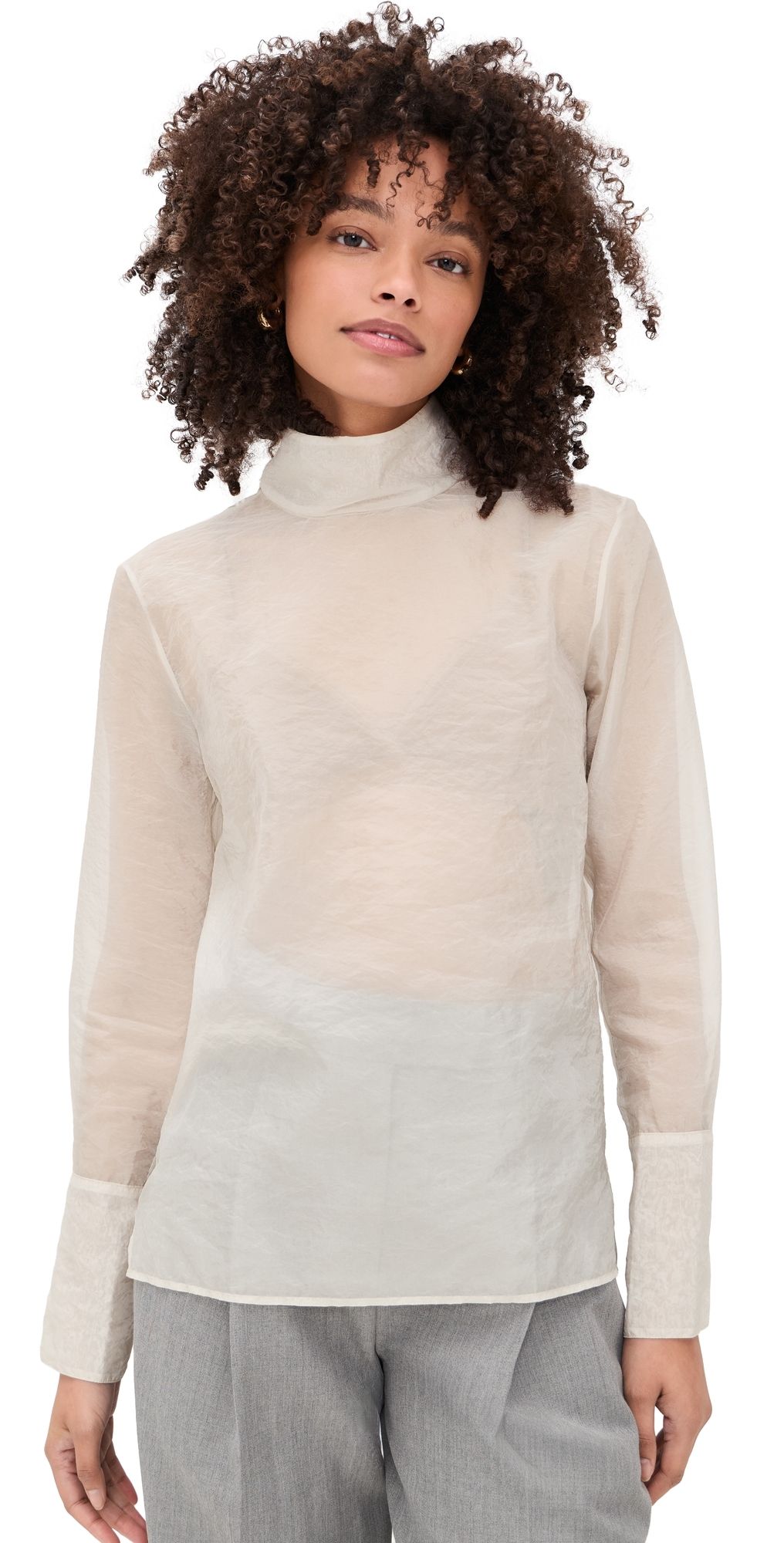 Renggli Organza Turtleneck Blouse Cream L