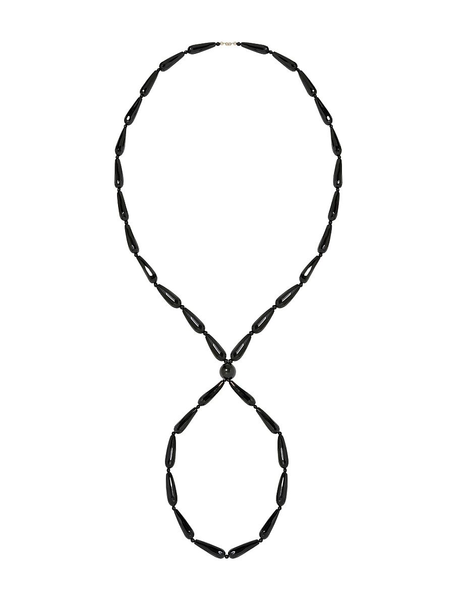 Women's Ava Onyx Beaded Necklace - Black