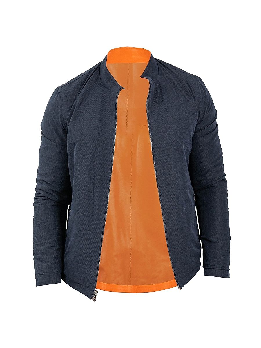Men's Leather Reverse Jacket - Orange - Size XL