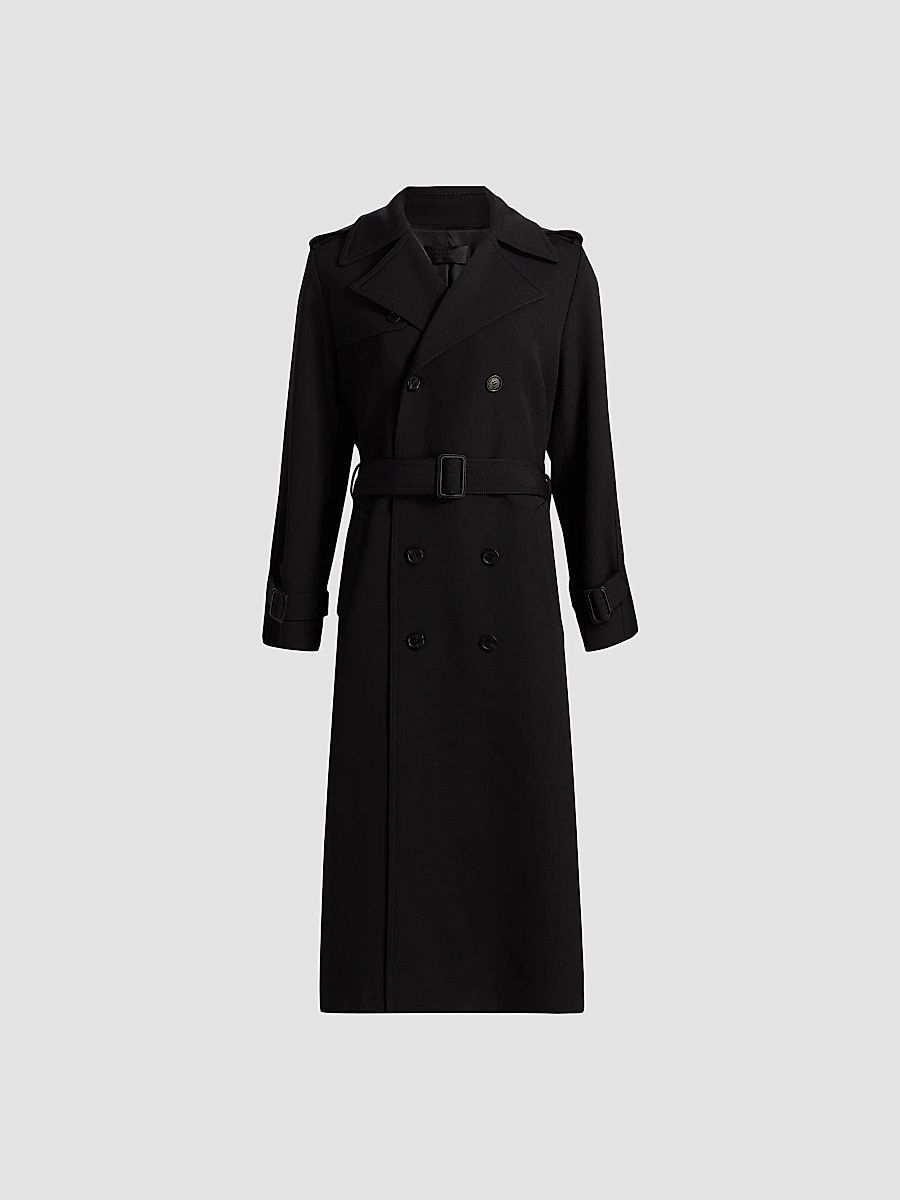 Women's Marin Wool-Blend Trench Coat - Black - Size Large