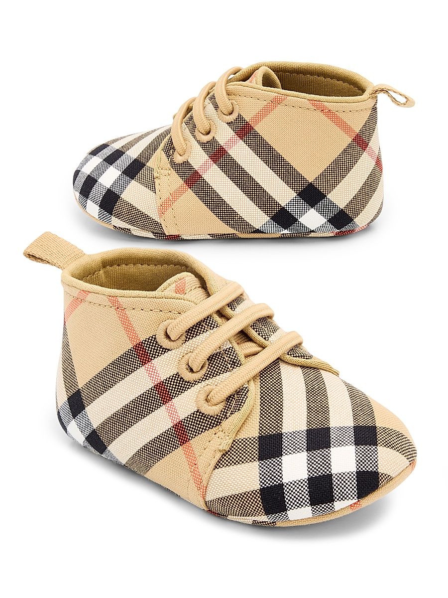 Baby's Check Booties - Sand - Size 4