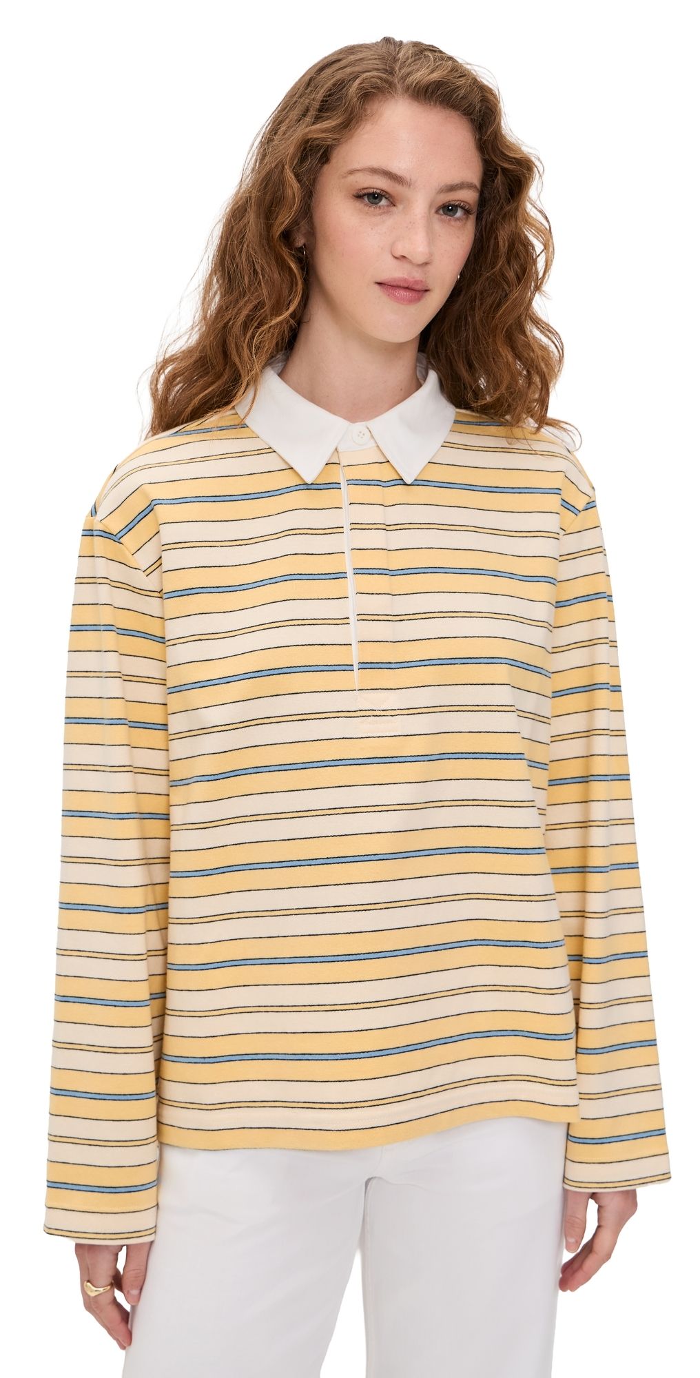 Joe's Jeans The Dylan Oversized Rugby Shirt Panna Cotta Multi XS