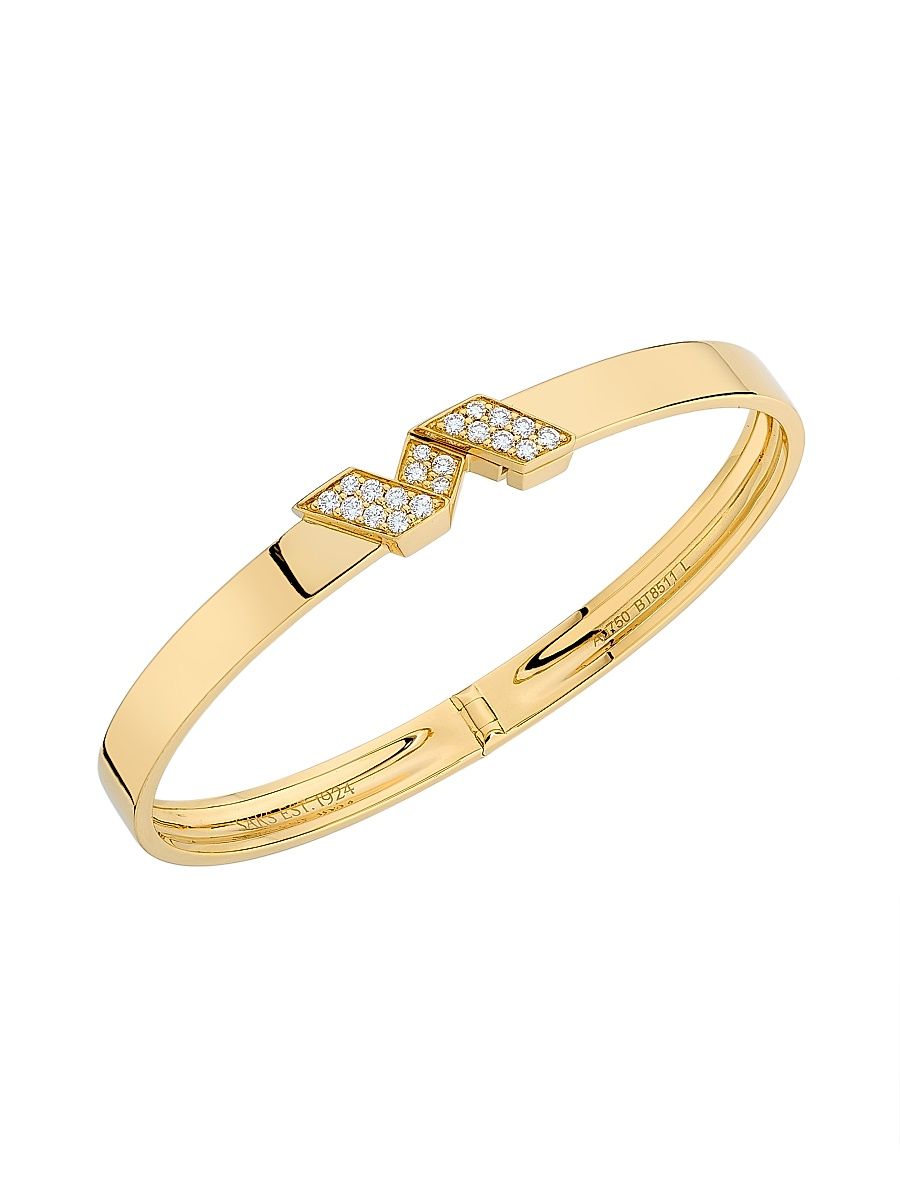 Women's Helix Bangle with Diamonds 18K Yellow Gold - Yellow Gold - Size Medium