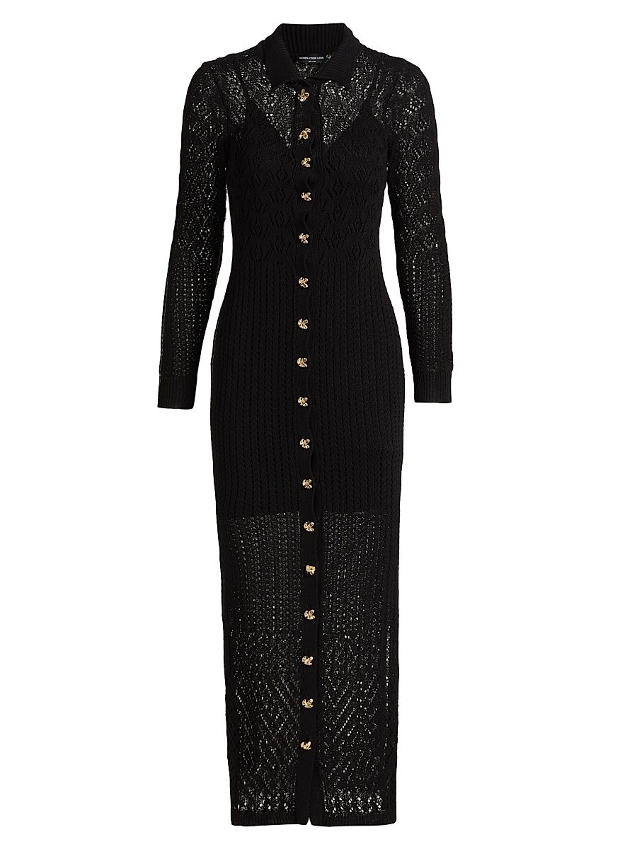 Women's Eleni Pointelle Knit Maxi Dress - Black - Size XL