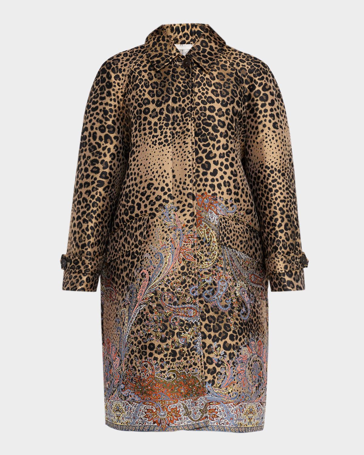 Leopard Jacquard Single-Breasted Coat