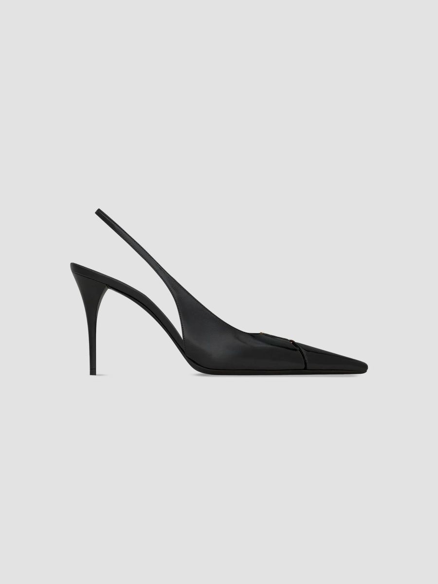 Saint Laurent Women's Babylone Breteuil Slingback Pumps in Smooth Leather - Noir - Size 11