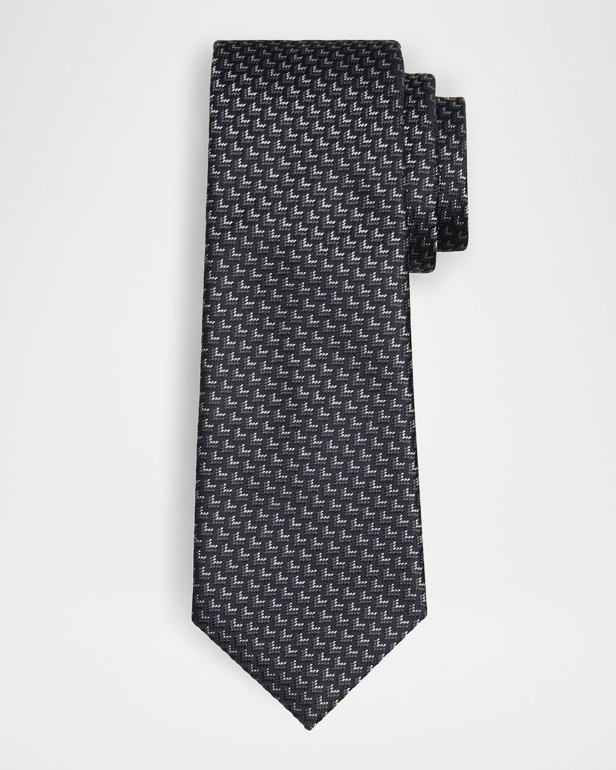 Men & apos;s Micro-Chevron Silk Tie
