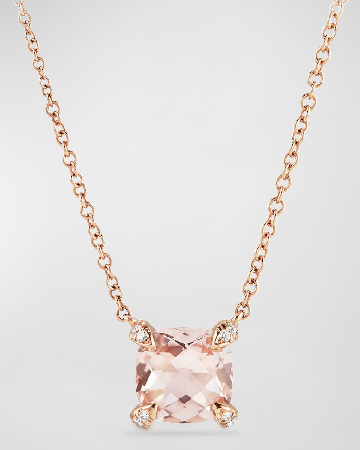 Chatelaine 18k Rose Gold Necklace w/ Morganite, 18"