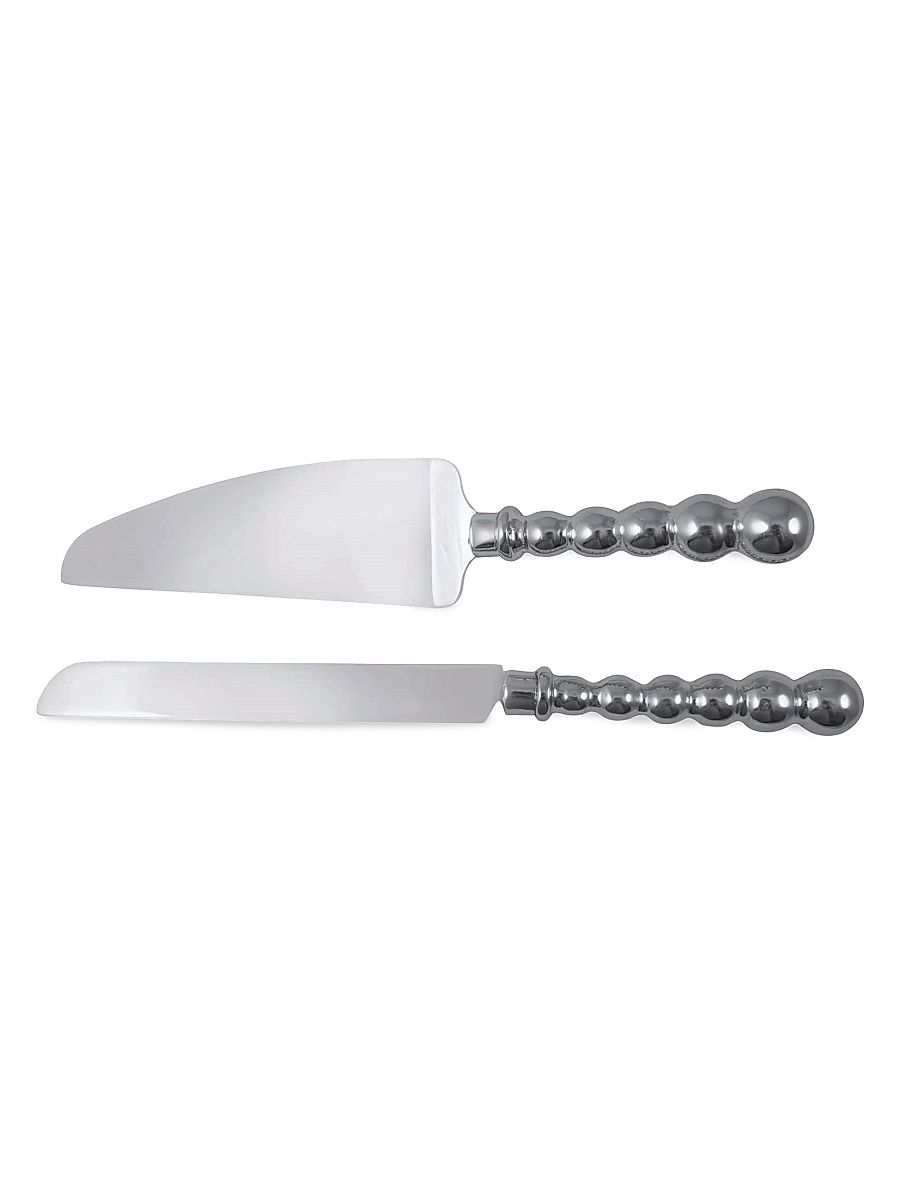 String Of Pearls 2-Piece Pearled Cake Server Set - Silver