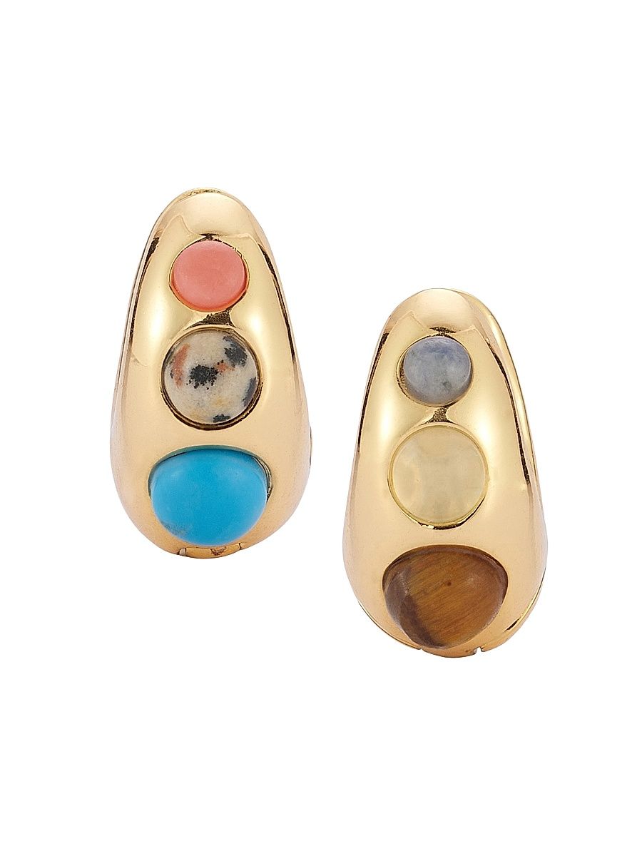 Women's Didi 14K-Gold-Plated & Semi-Precious Stone Hoops - Gold Multi