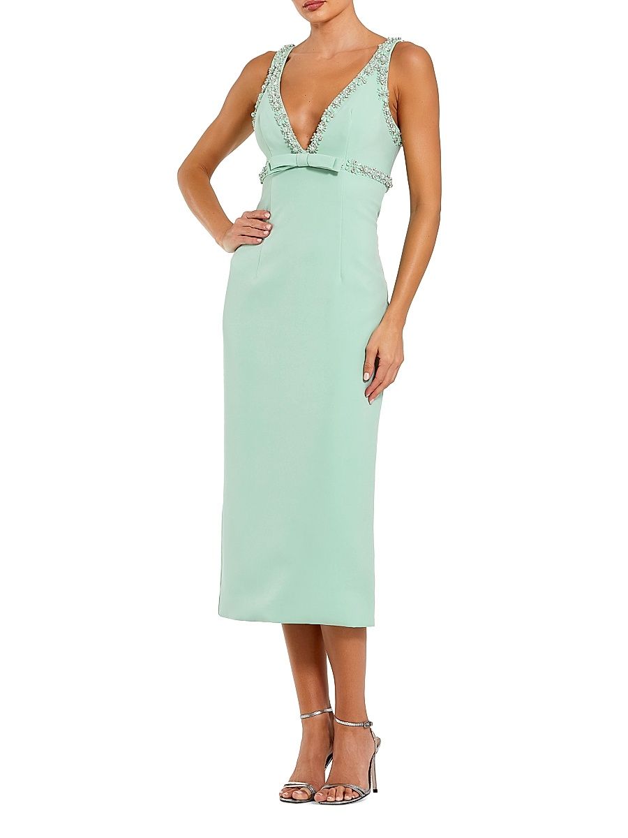 Women's Ieena Crepe Bow Midi-Dress - Sage - Size 12