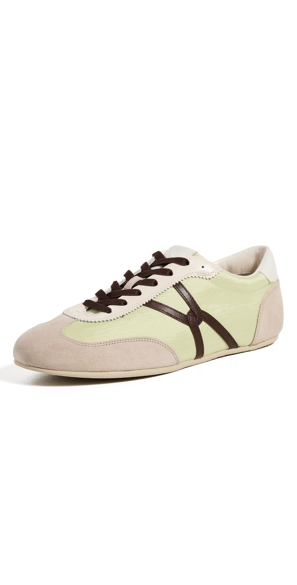 Veronica Beard Riviera Nylon Sneakers Pistachio/Dk Brown 11