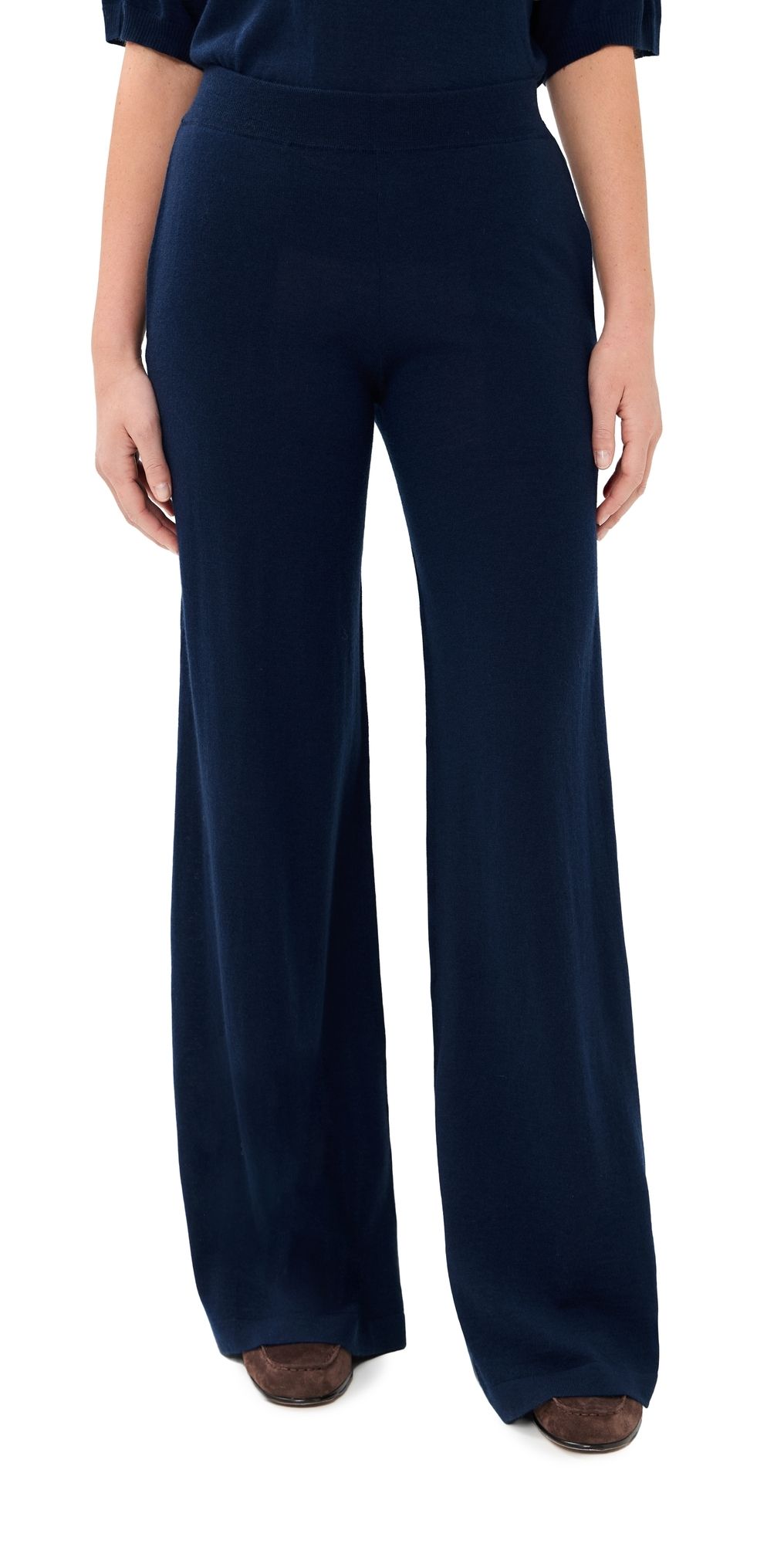 SPRWMN Cashmere Wide Leg Pants Navy XS